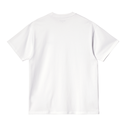 Carhartt WIP Script Embroidery T-Shirt em branco com logo bordado a preto. Foto de costas.