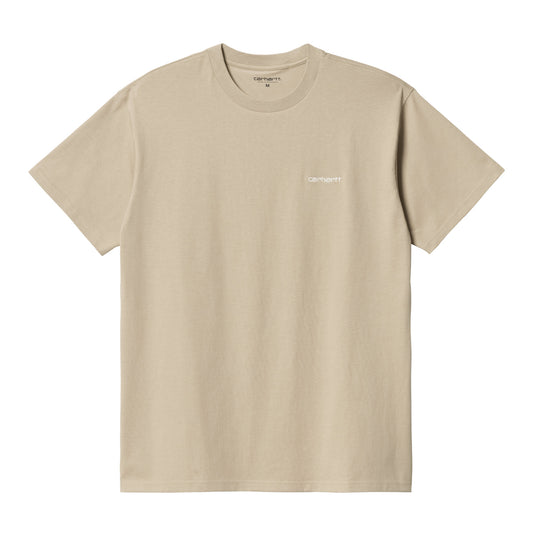 Carhartt WIP Script Embroidery T-Shirt Wall/Wax. Foto de frente.