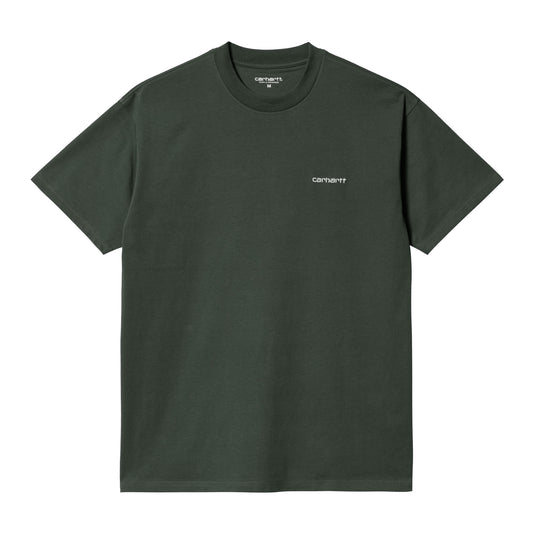 Carhartt WIP Script Embroidery T-Shirt Boxwood/White. Foto da parte da frente.
