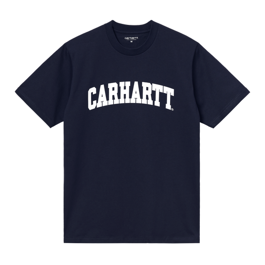 Carhartt WIP University T-Shirt Dark Navy/White. Foto de frente.