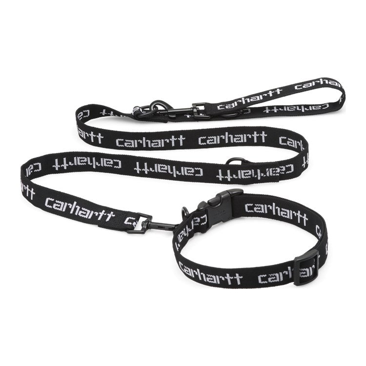 Carhartt WIP Script Dog Leash & Collar Black/White. Foto do conjunto completo.