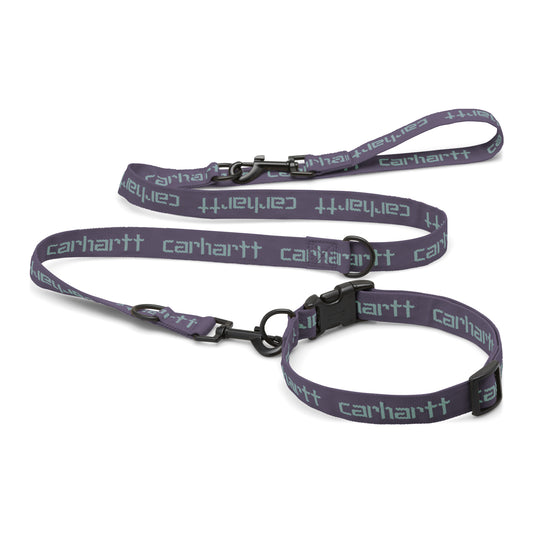 Carhartt WIP Script Dog Leash & Collar Artichoke/Misty Sage. Foto do artigo.