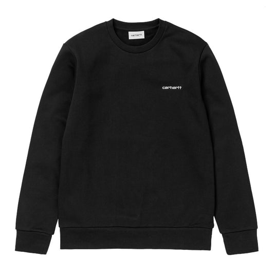 Carhartt WIP Script Embroidery Sweat Black/White. Foto de frente.