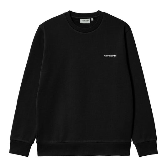 Carhartt WIP Script Embroidery Sweat Black/White. Foto da parte da frente.