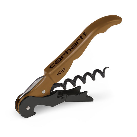 Carhartt WIP Script Pulltap's Corkscrew Hamilton Brown/Black. Foto a 3/4.