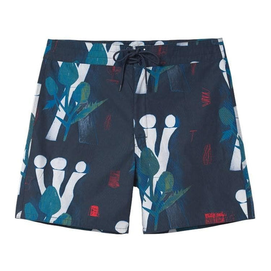 Carhartt WIP Shaka Swim Trunk em Tom Król Flowers Print e Midnight. Foto de frente.