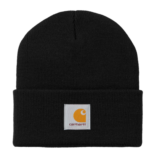 Carhartt WIP Short Watch Hat Black. Foto da parte da frente.