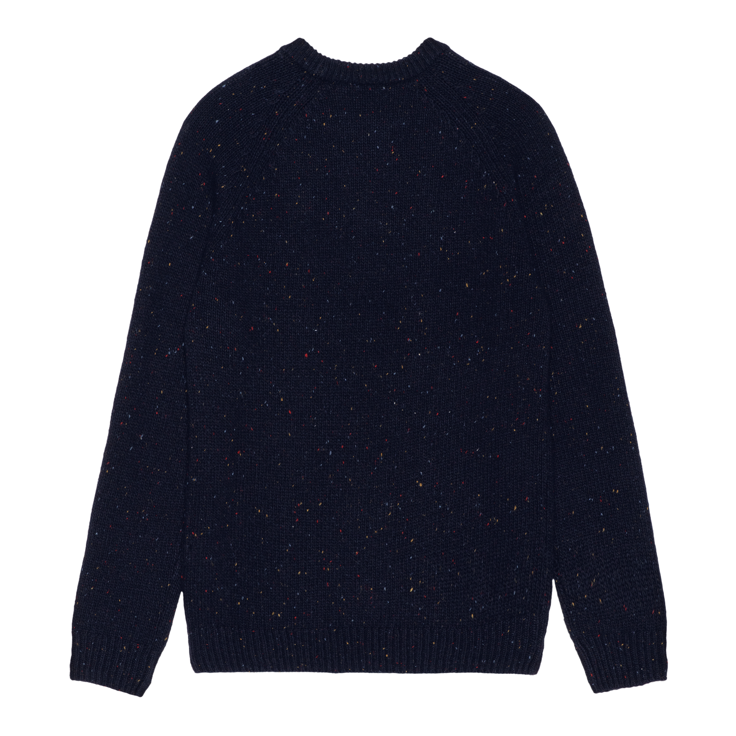 Carhartt WIP Anglistic Sweater Speckled Dark Navy Heather. Foto da parte de trás.