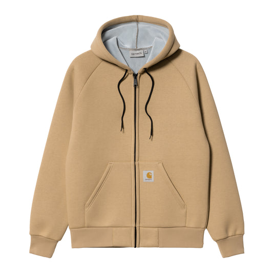 Carhartt WIP Car-Lux Hooded Jacket Dusty Hamilton Brown/Grey. Foto da parte da frente.