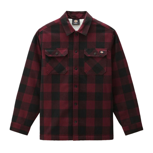 Dickies Sherpa Lined Sacramento Shirt Maroon. Foto da parte da frente.