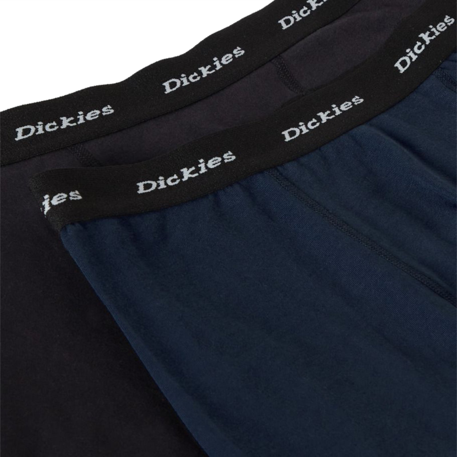 Dickies 2 Pack Trunks Navy/Black. Foto em detalhe dos elasticos dos 2 boxers.