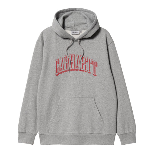 Carhartt WIP Hooded Scrawl Sweat Grey Heather/Rocket. Foto da parte da frente.