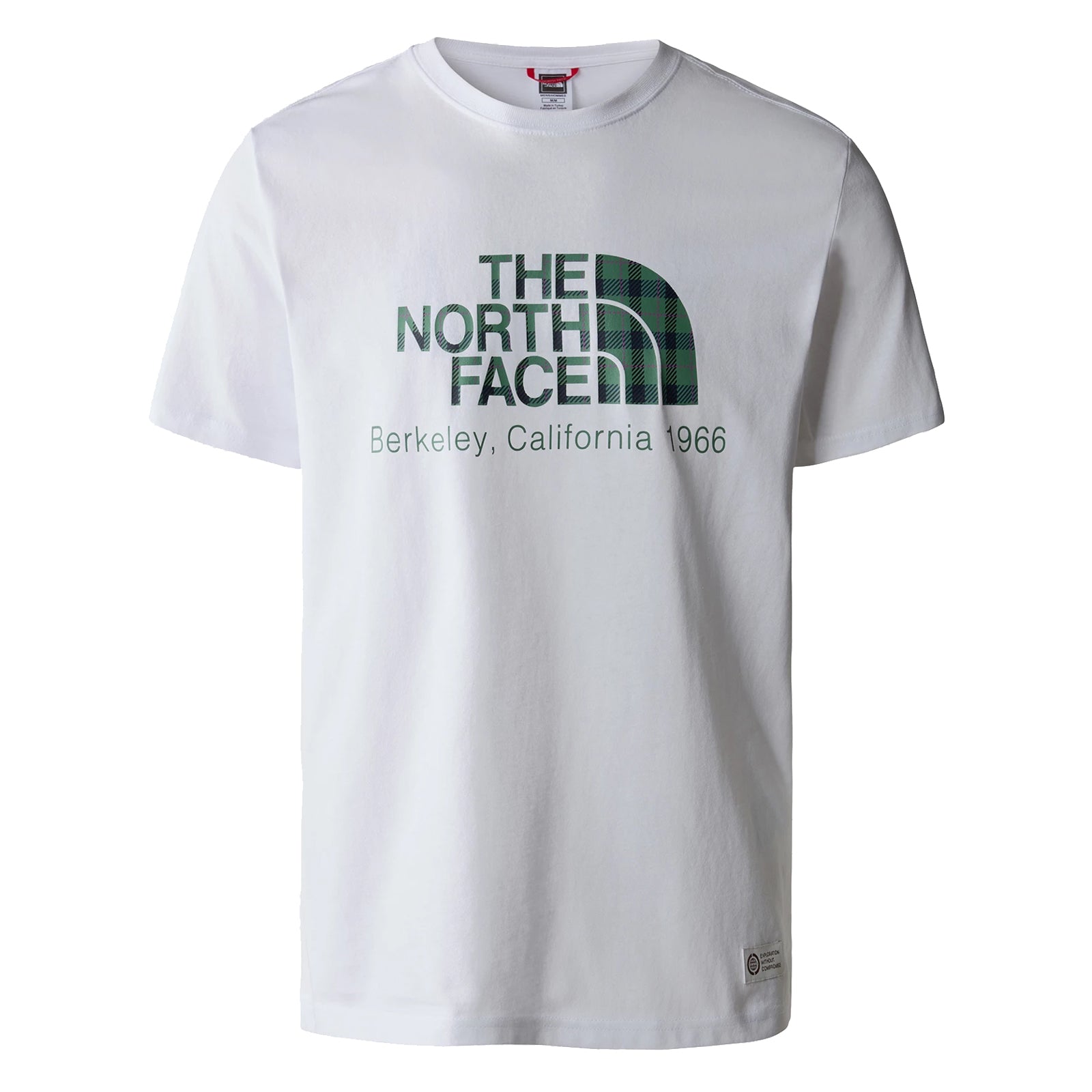 The North Face Berkeley California T-Shirt TNF White/Deep Grass Green Hero. Foto da parte da frente.