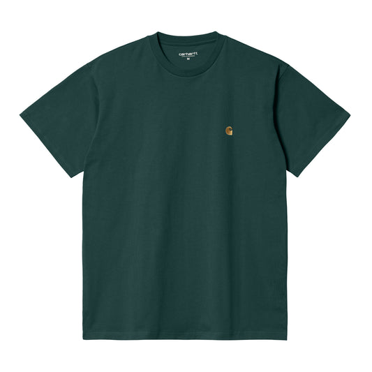 Carhartt WIP Chase T-Shirt Botanic/Gold. Foto da parte da frente.