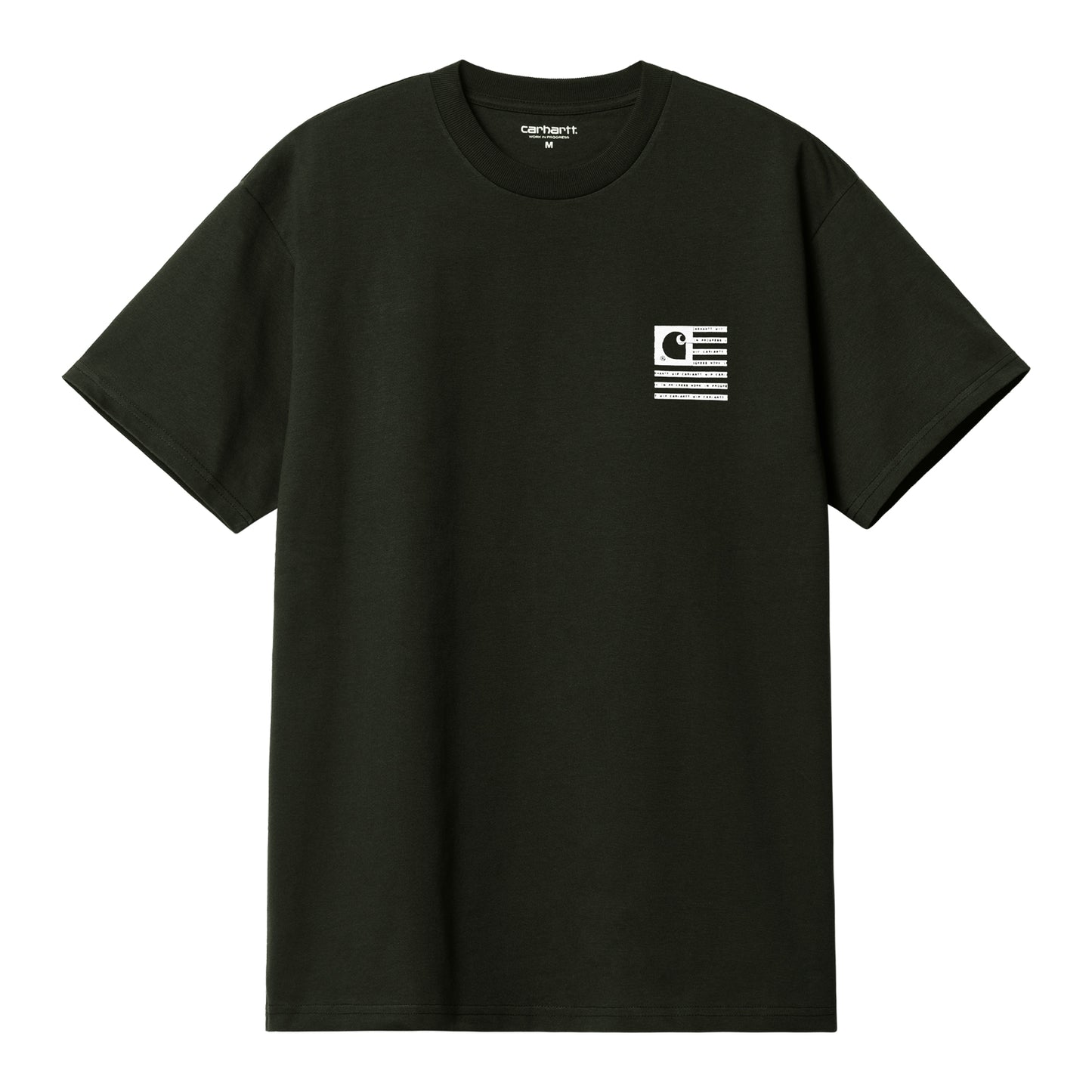 Carhartt WIP Label State Flag T-Shirt Dark Cedar/White. Foto da parte da frente.