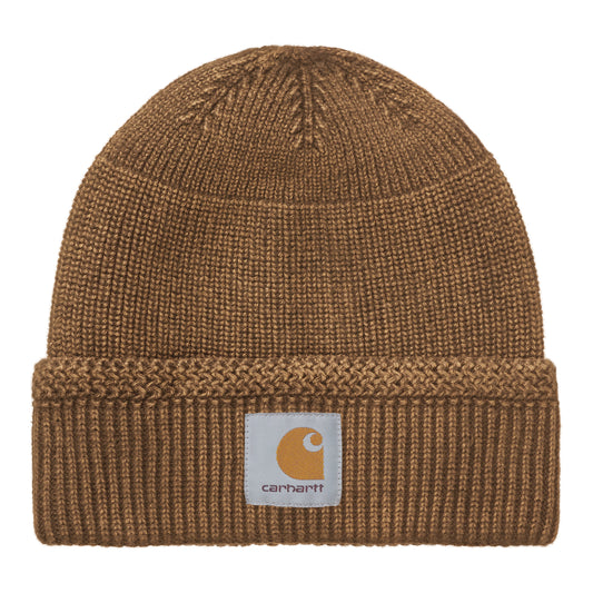 Carhartt WIP Syd Beanie Hamilton Brown. Foto da parte da frente.